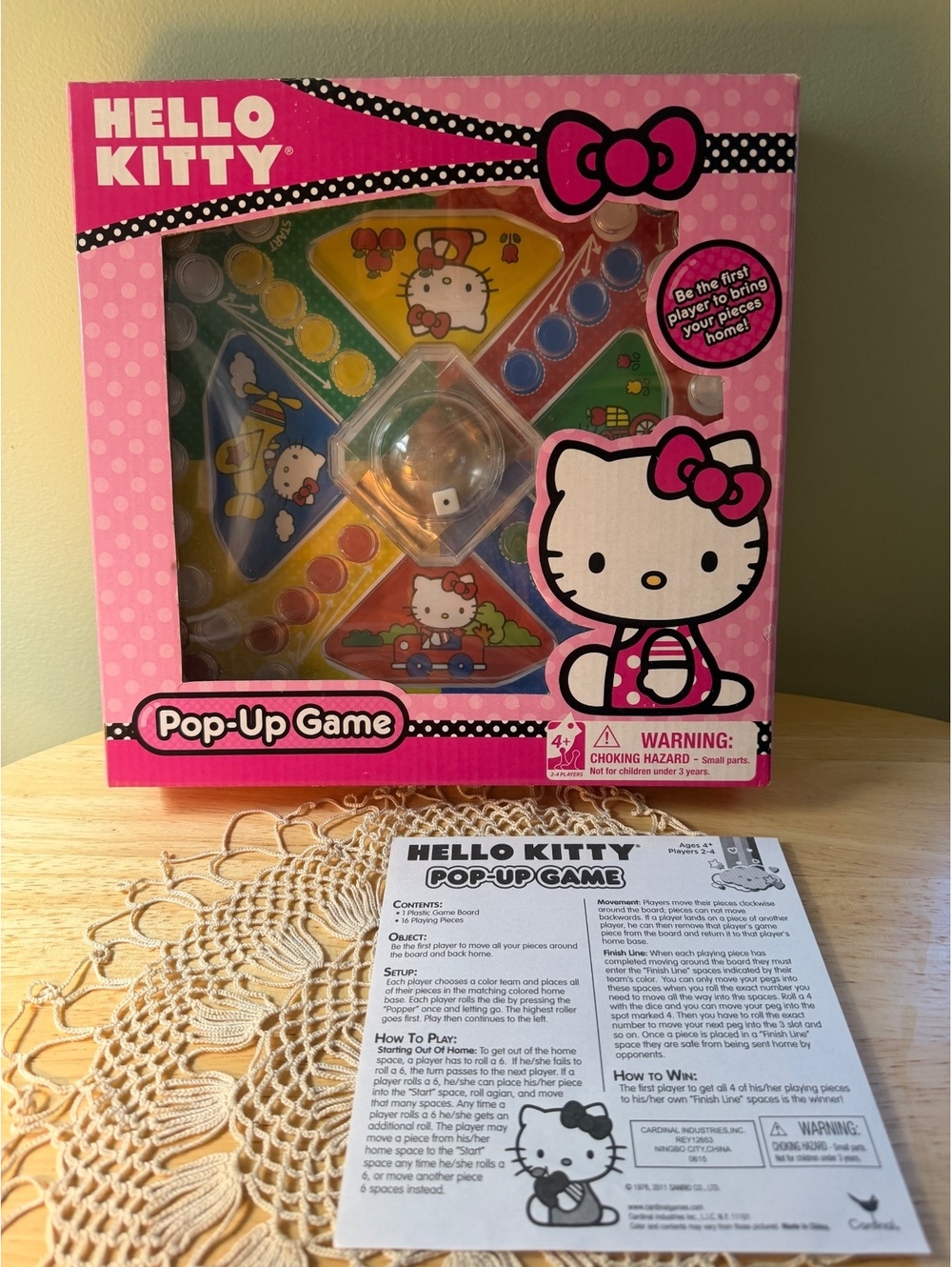 Hello Kitty Pop-Up Game Board Game with Pieces and Instructions